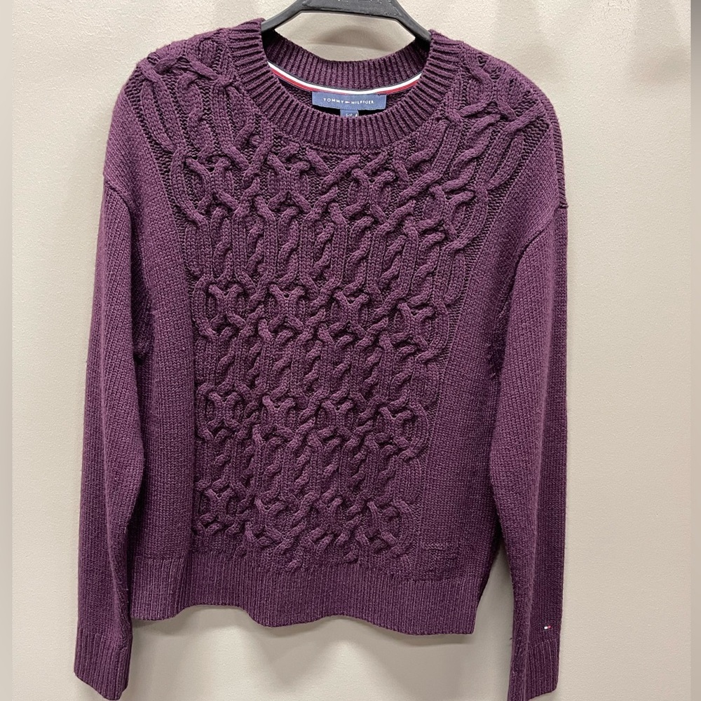 Tommy Hilfiger Women's Plum Cable Knit Sweater